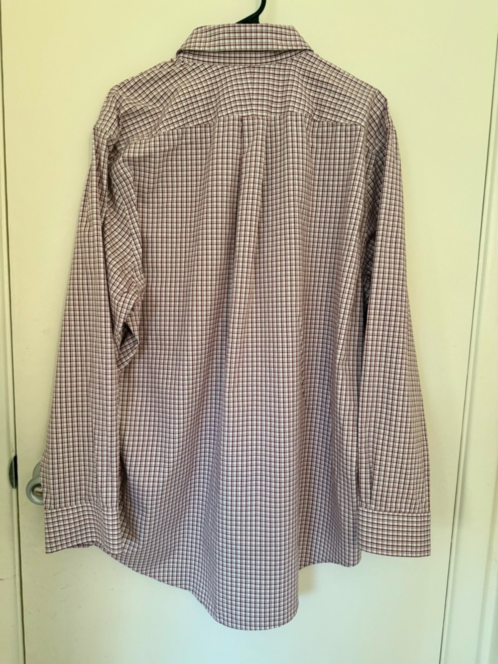 Lands End Supima Men’s button-down shirt Red and white tattersall check Size Xl - Picture 3 of 6